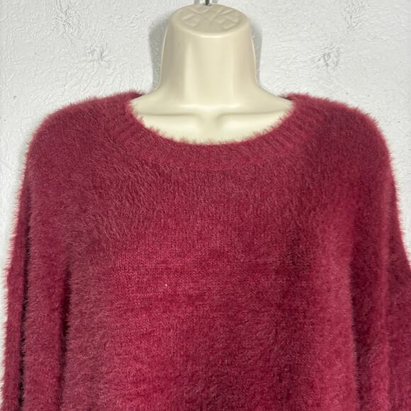NEW! Eyelash Sweater Dress Long Sleeve Mini Legging Top Casual Knit Burgundy - S - Picture 3 of 6